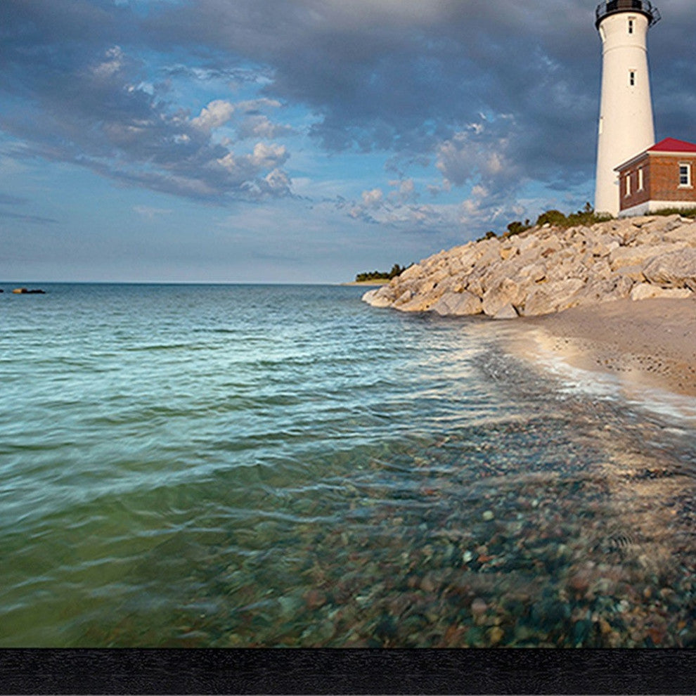 39" White Light House With Ocean 3 Framed Wall Art
