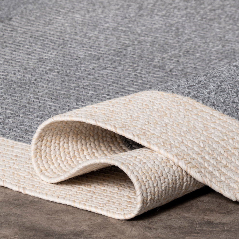 Nuloom Casual Solid Border Area Rug, Grey 6'Round