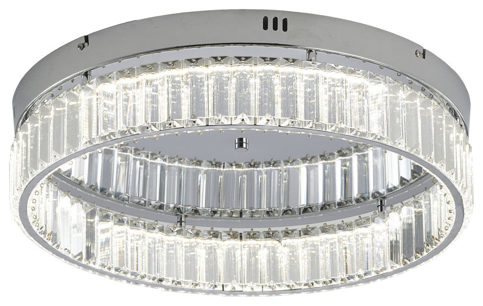 1-Light Chrome Dimmable LED Flush Mount With Clear Crystals