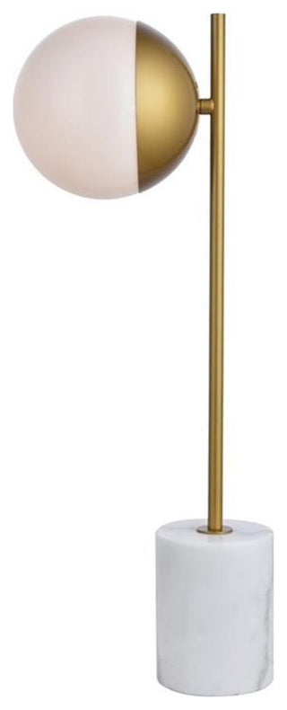 Living District Eclipse 1-Light Metal Table Lamp in Brass and Frosted White