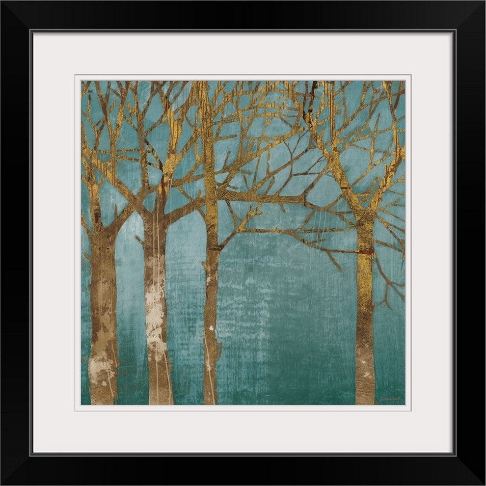 "Golden Day Turquoise" Black Framed Art Print, 24"x24"x1"