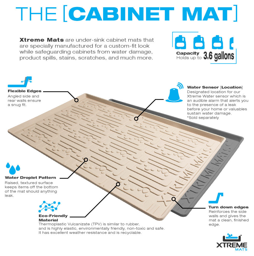Xtreme Mats Under Sink Bathroom Cabinet Mat, Beige, 31 1/4" X 19 1/4"