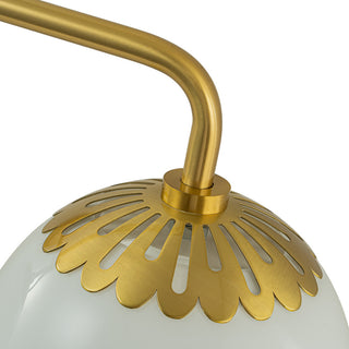 Brass 3-Light Flower Milky Glass Globe Vanity Wall Light