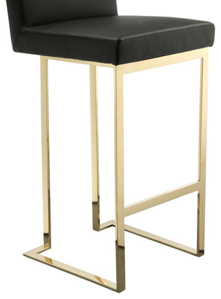Dexter Bar Stool Faux Leather Black and Gold