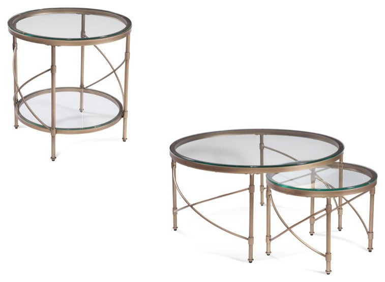 Harrison Round Cocktail Table - Antique Gold