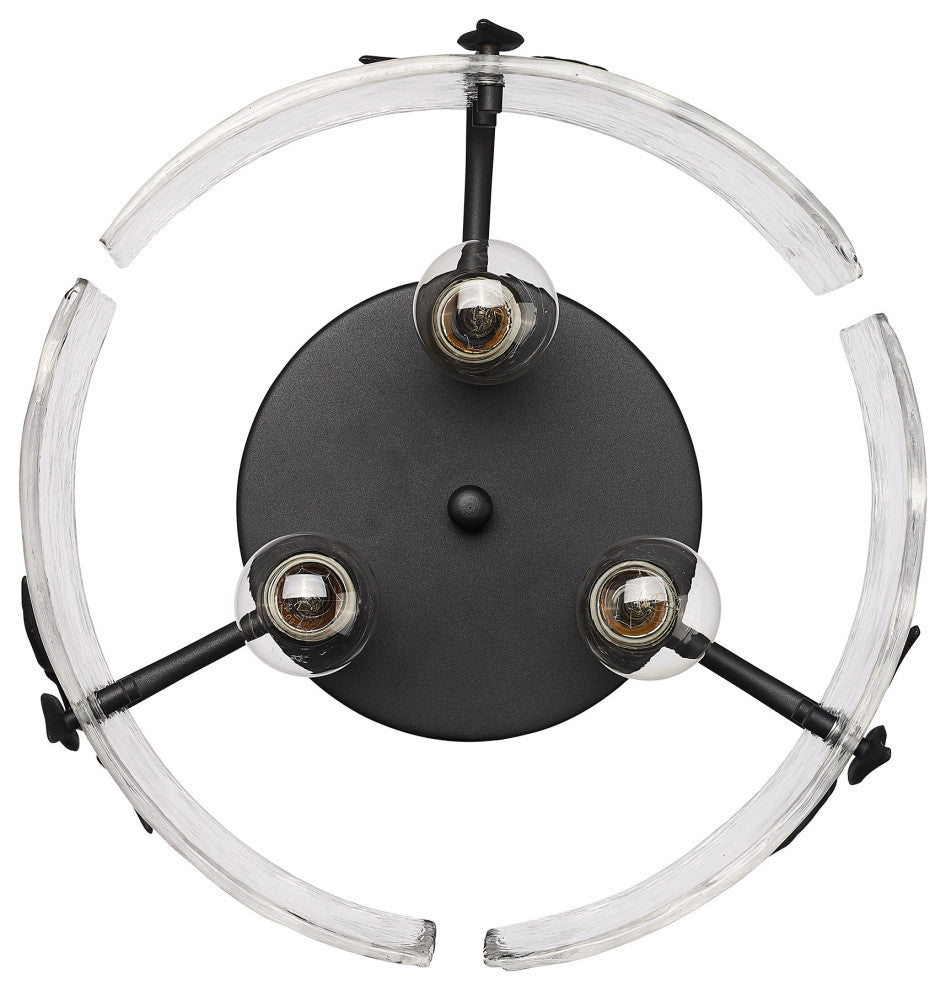 Golden Lighting 3160-FM HWG Calla 3 Light 15"W Flush Mount Drum - Natural Black