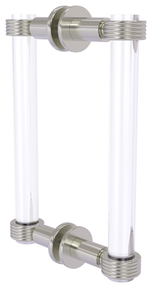 Clearview 8" Back to Back Groovy Accent Shower Door Pull, Satin Nickel