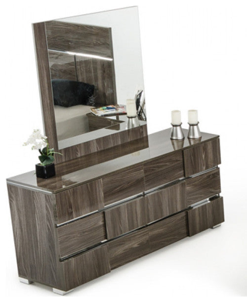 HomeRoots 39" Ebony MDF Veneer and Glass Mirror