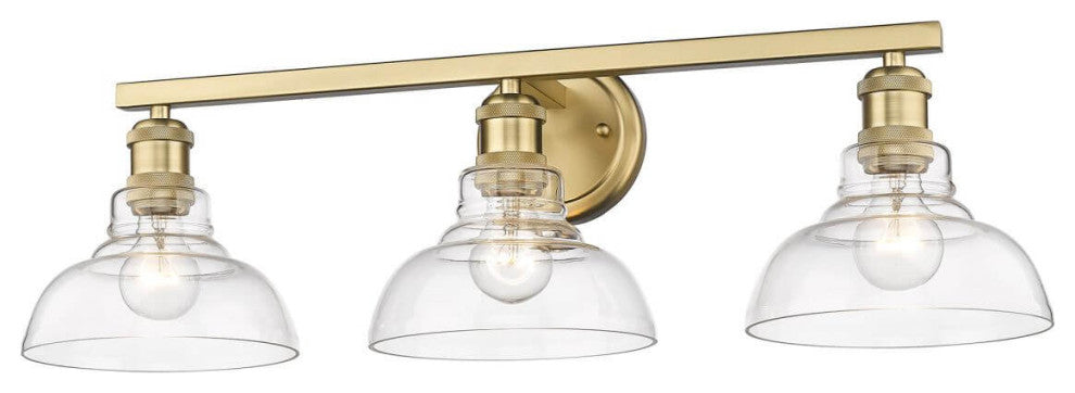 3 Light 28" Bath Vanity Light, Brushed Champagne Bronze With Clear Glass