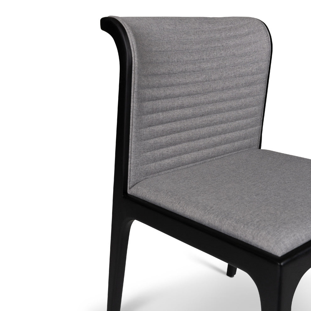 Modern Brazilian Eloa Side Chair Essence Gray Seat Ebano Frame
