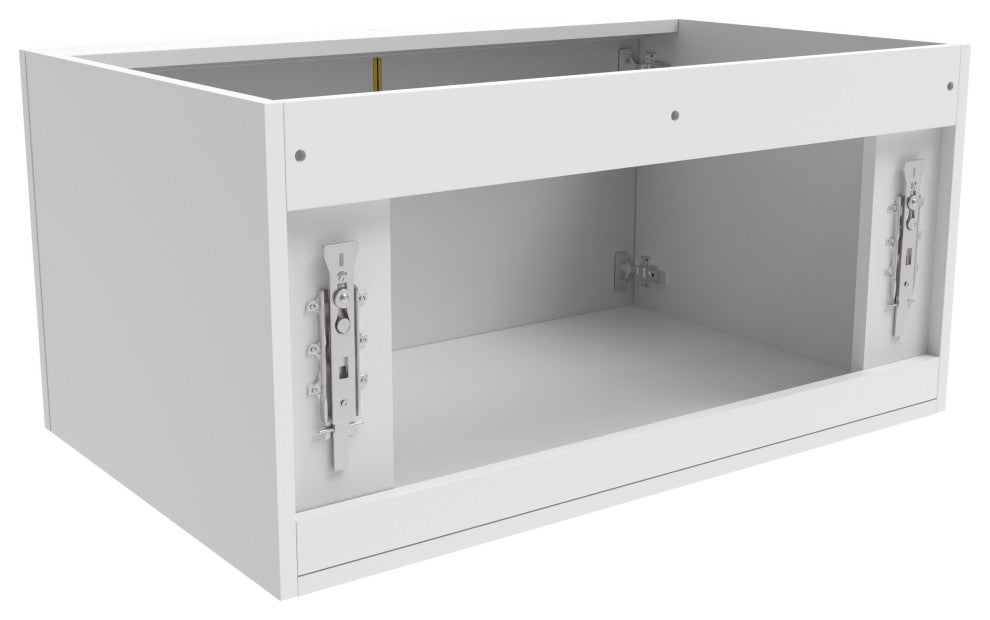 CastelloUSA Alpine 30" Wall Mounted Vanity, Base Only, White, Gold Handles
