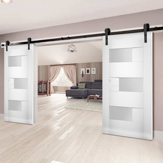 Slab Door Panel Opaque Glass / Sete 6933 White Silk / Finished Doors, 36" X 80"