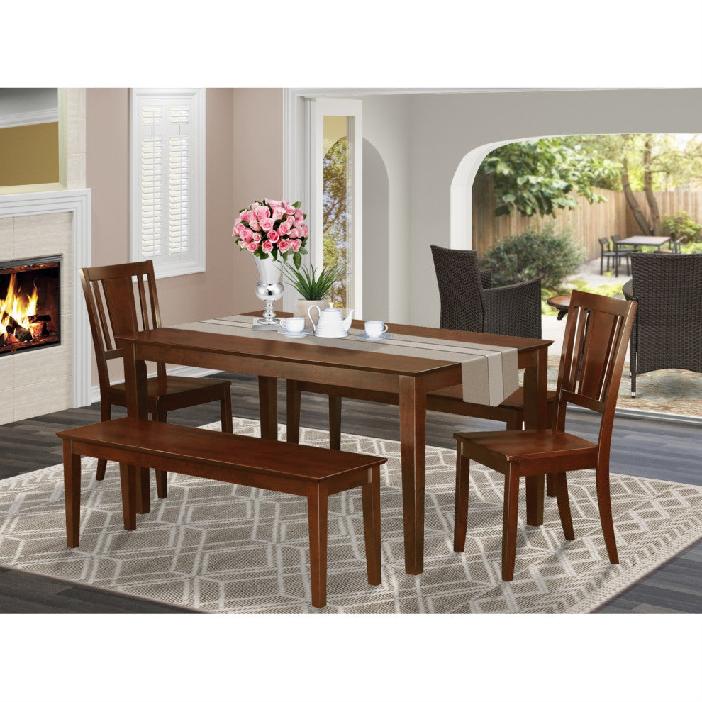 Cadu5C-Mah-W, 5-Piece Set, Dining Table and 2 Chairs and 2 Benches