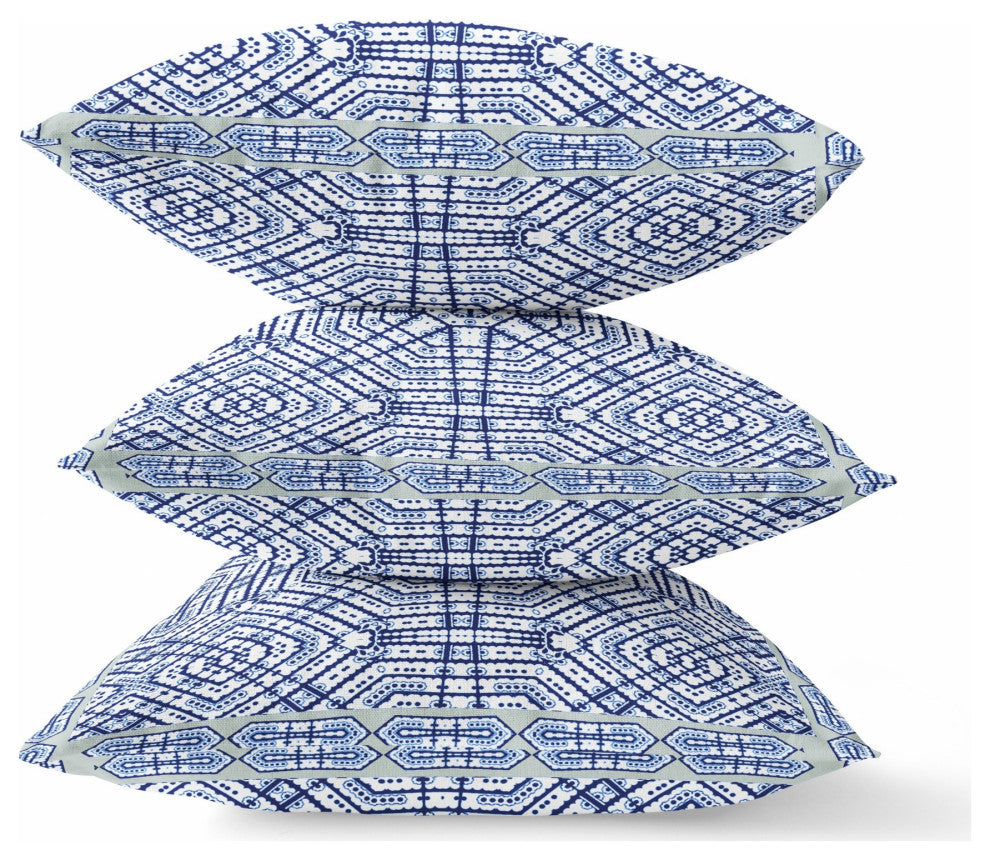 26 Navy White Geostar Indoor Outdoor Throw Pillow