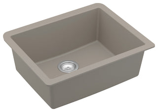 Karran QU-820 Undermount 24.38, Single Bowl Quartz Sink Kit, Concrete