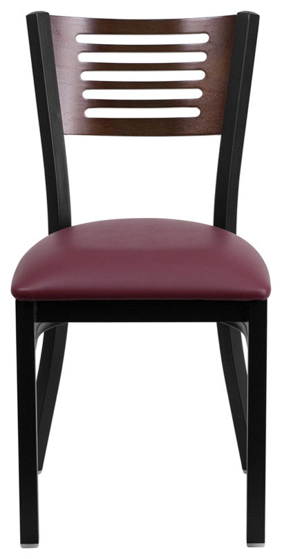 Metal Restaurant Chair, Burgundy