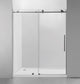 56"“60"Wx76" Frameless Sliding Shower Door With Clear Glass, Brushed Nickel