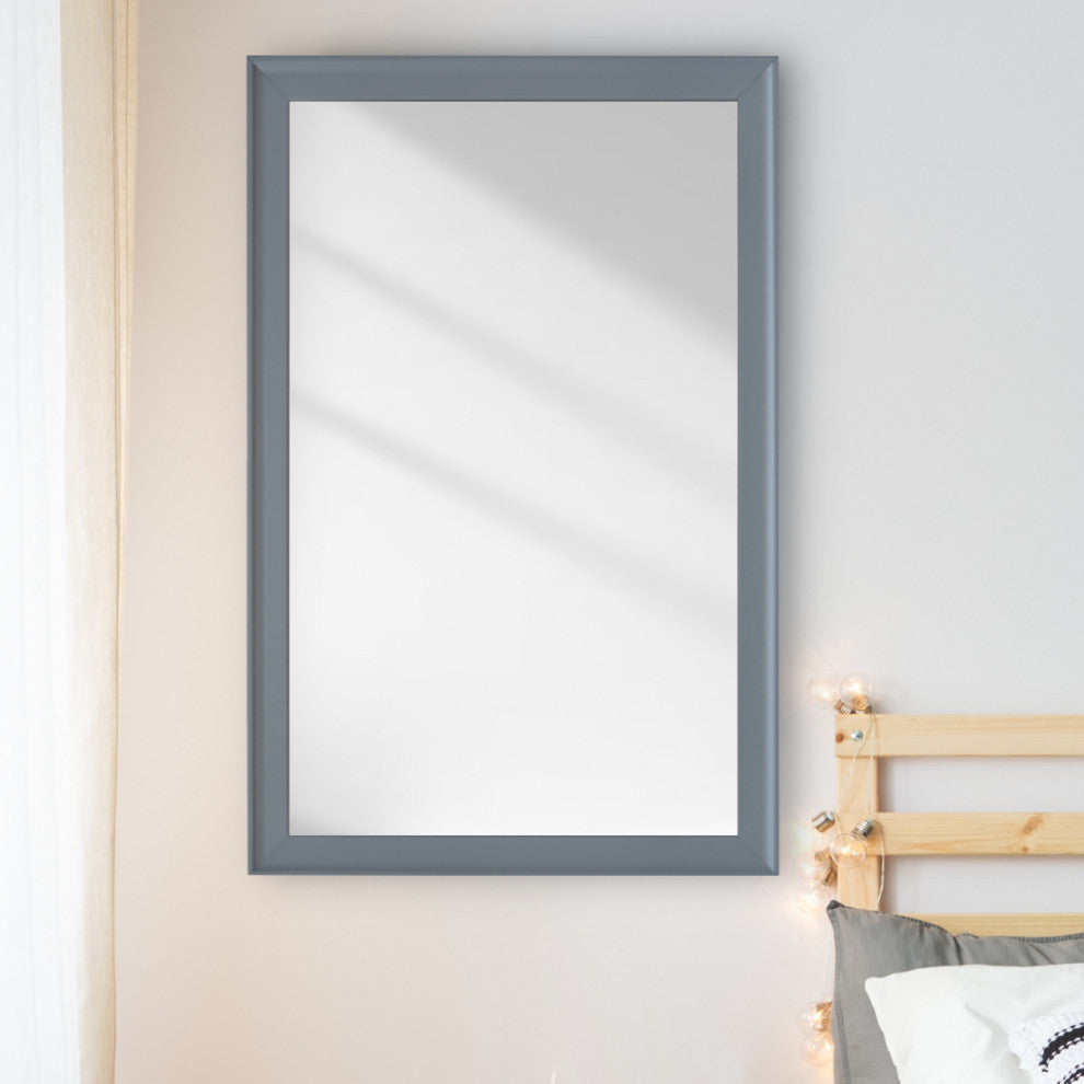 Morgan Framed Wall Mirror, Light Grey, 20"x36"