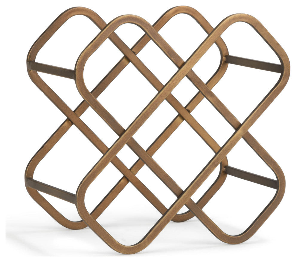5-Bottle Gold Metal Tabletop Wine Bottle Holder