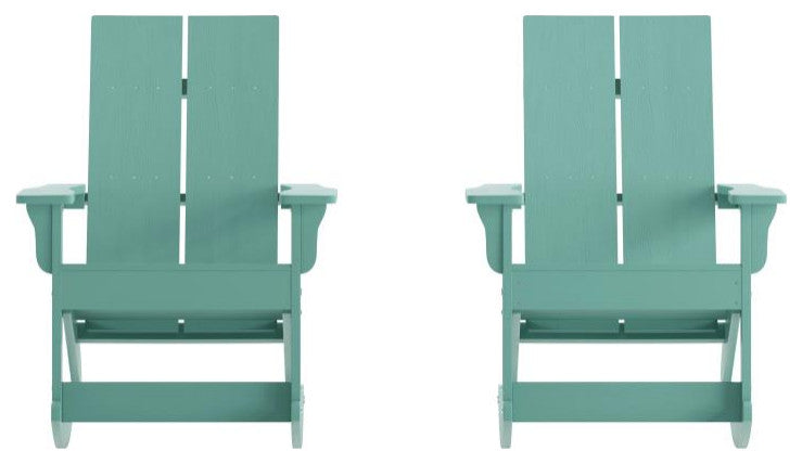 Finn Set of 2 Outdoor Rocking Adirondack Chair-Rust Resistant Hardware, Sea Foam
