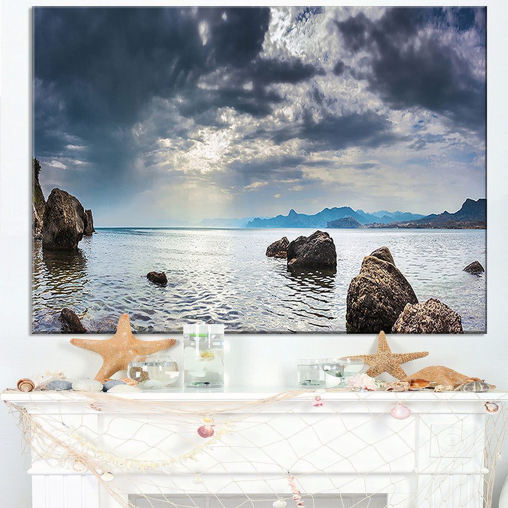 "Black Seas in Crimean Peninsula Panorama" Seascape Wall Art, 1 Panel, 60"x28"