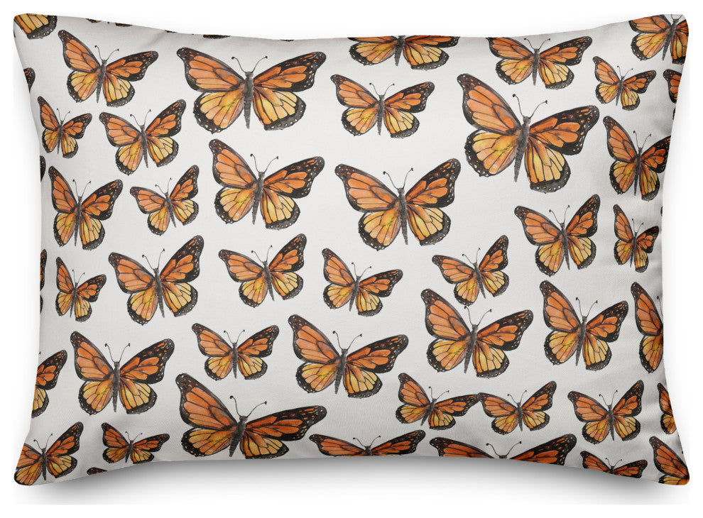 Watercolor Butterfly Flock 5 14x20 Spun Poly Pillow