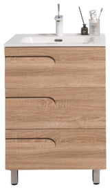 Eviva Joy 24" Maple Freestanding Bathroom Vanity With White Integrated Top