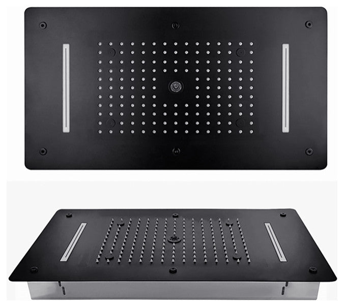Fontana 27*15" LED Matte Black Shower System, Handheld Shower and 6 Body Jets