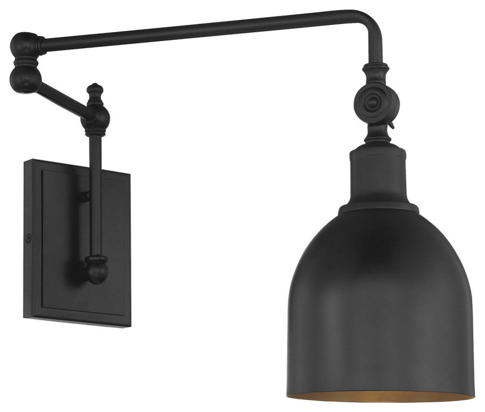 1-Light Adjustable Wall Sconce, Matte Black
