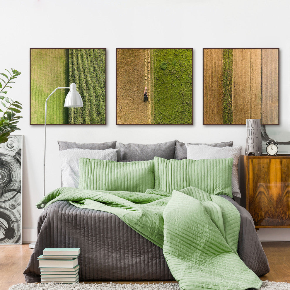 Crop Rows Triptych, 36x12
