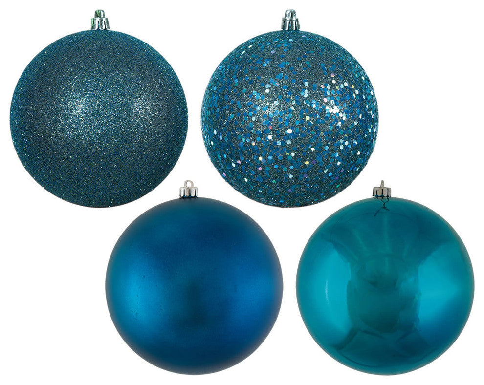Vickerman 3" Sea Blue 4-Finish Ball Ornament Assortment, 16 per Box