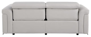 Augusto Top Grain Power Reclining Italian Leather Sofa, Light Gray