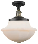 Large Oxford 1-Light Semi-Flush Mount, Black Antique Brass, Matte White