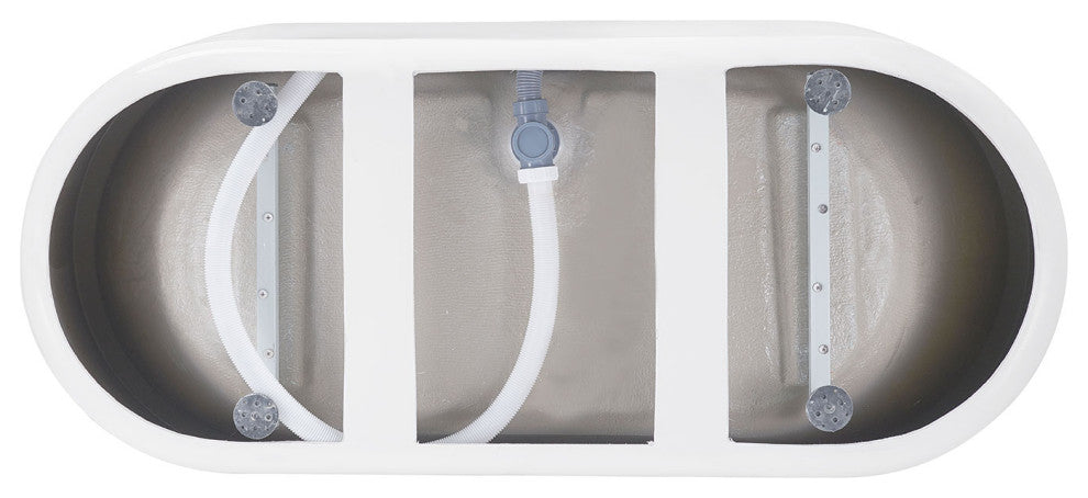 59" Acrylic Roll-Top Flatbottom Non-Whirlpool Bathtub, White
