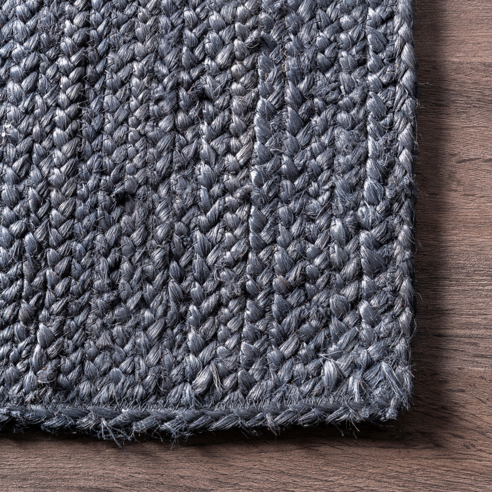 Nuloom Rigo Hand Woven Farmhouse Jute Area Rug, Navy 2'x3'