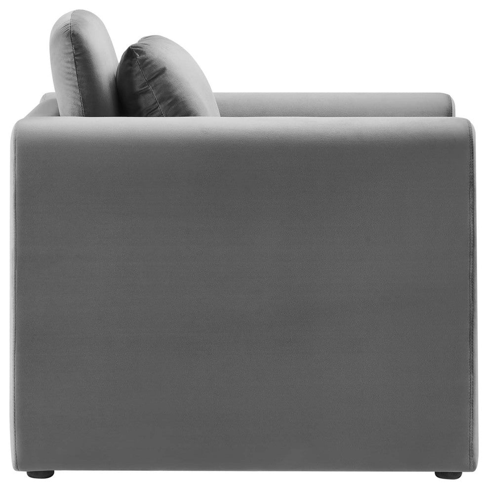 Waverly Performance Velvet Armchair - Gray