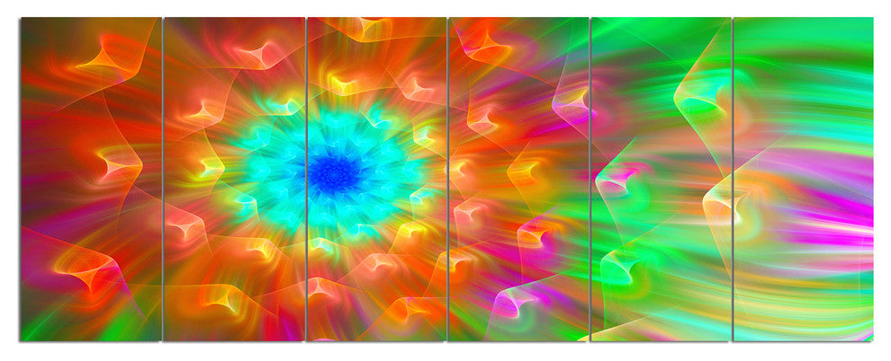 Amazing Multi Color Petals Dandelion, Floral Canvas Art Print, 70"x28", 6 Panels