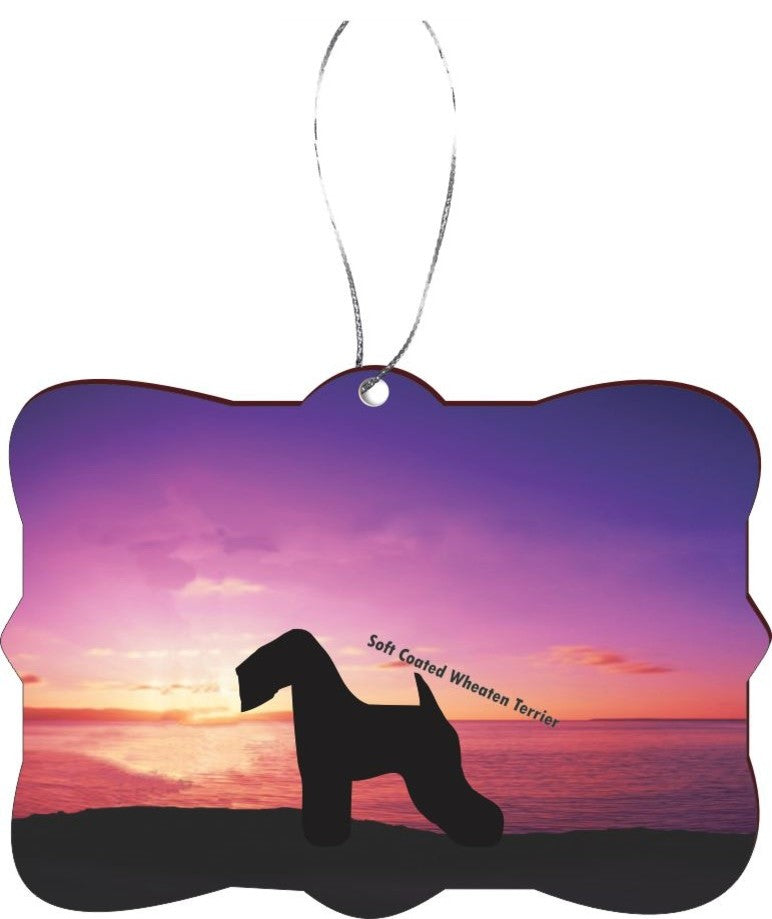 Soft Coated Wheaten Terrier Dog Sunset Design Rectangle Christmas Tree Ornament