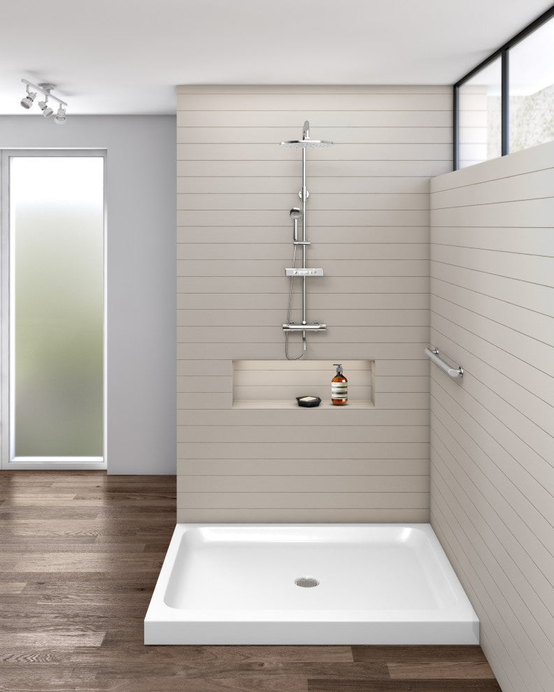 Fine Fixtures Double Threshold Acrylic Shower Base, 48 X 36, Right Hand