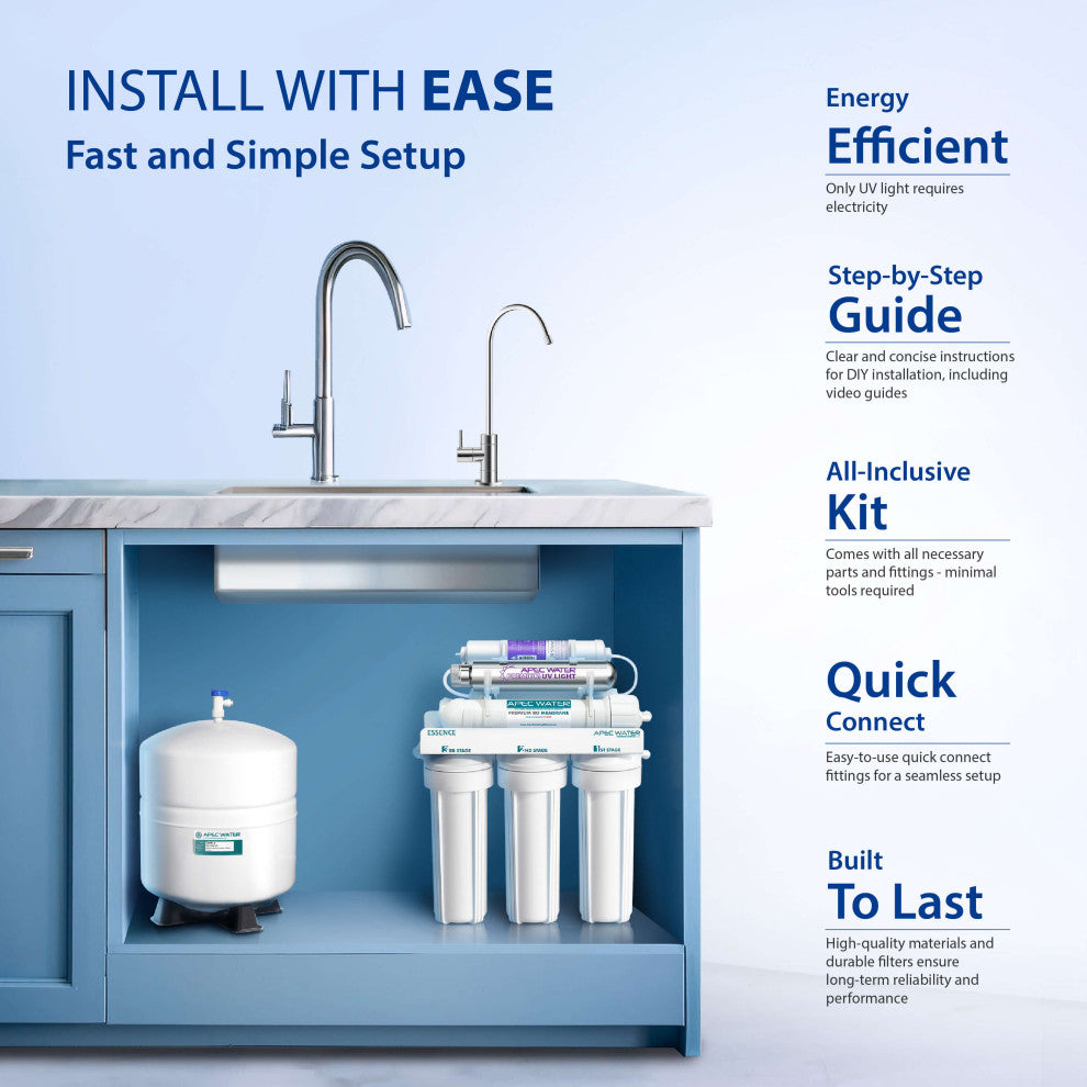 APEC Essence Alkaline Mineral pH+ and UV Ultra-Violet Sterilizer RO System