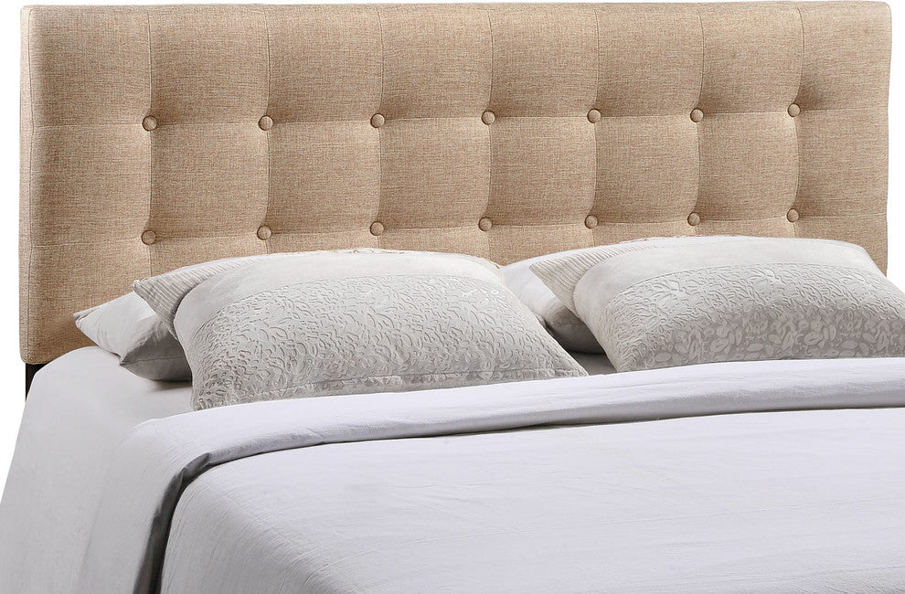 Modway Bedroom Emily Queen Fabric Headboard, Beige