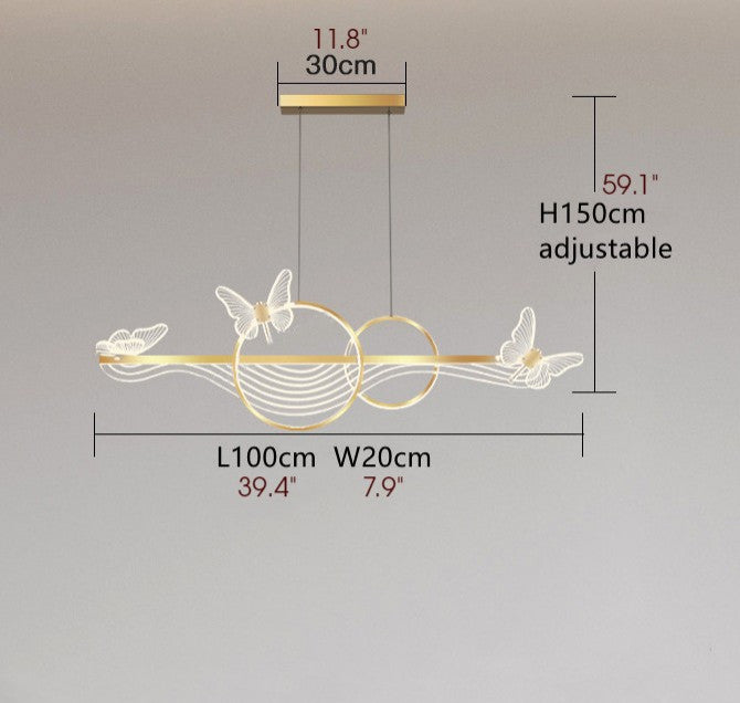 Aigle | Gold Butterfly Chandelier for Dining Room, Gold, Cool Light