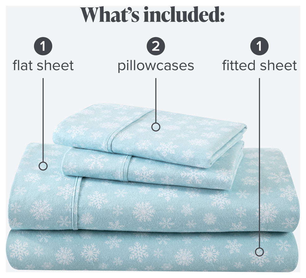 Bare Home Cotton Flannel Sheet Set, Snowdrift, King