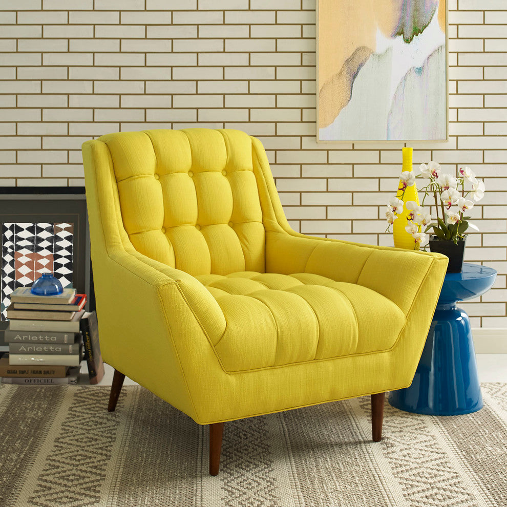 Modern Contemporary Fabric Armchair , Yellow, Fabric