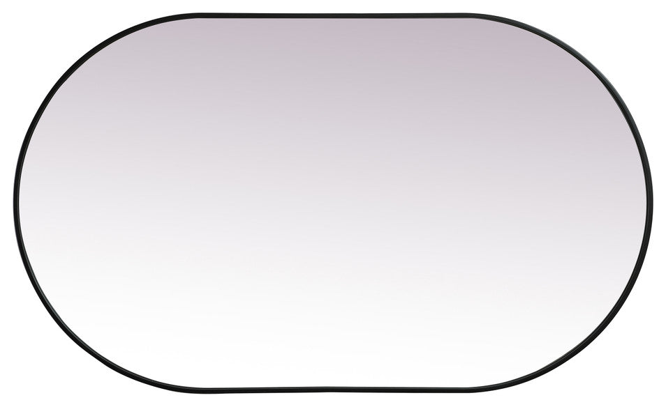 Home Living Metal Frame Oval Mirror 36x60 Inch, Black