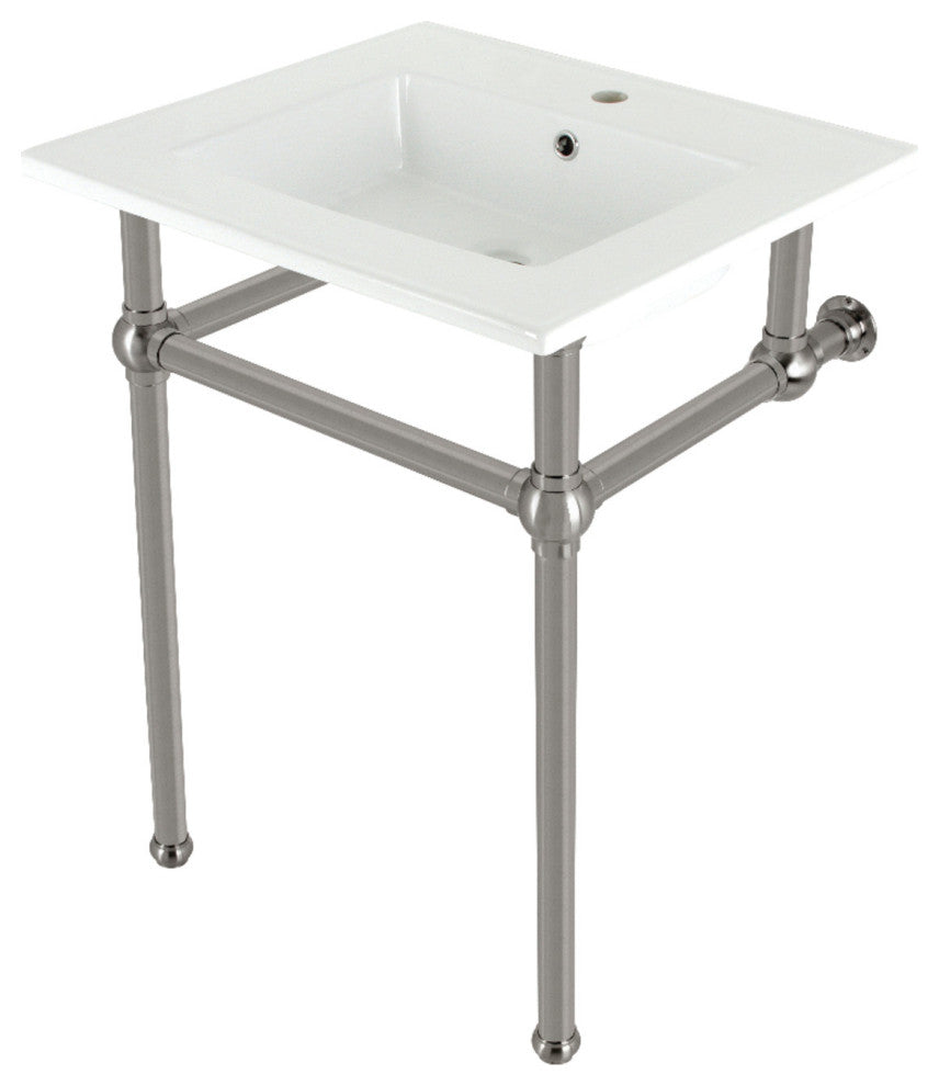 Kingston Brass KVBH252278 25" Console Sink, Legs, Single Faucet Hole