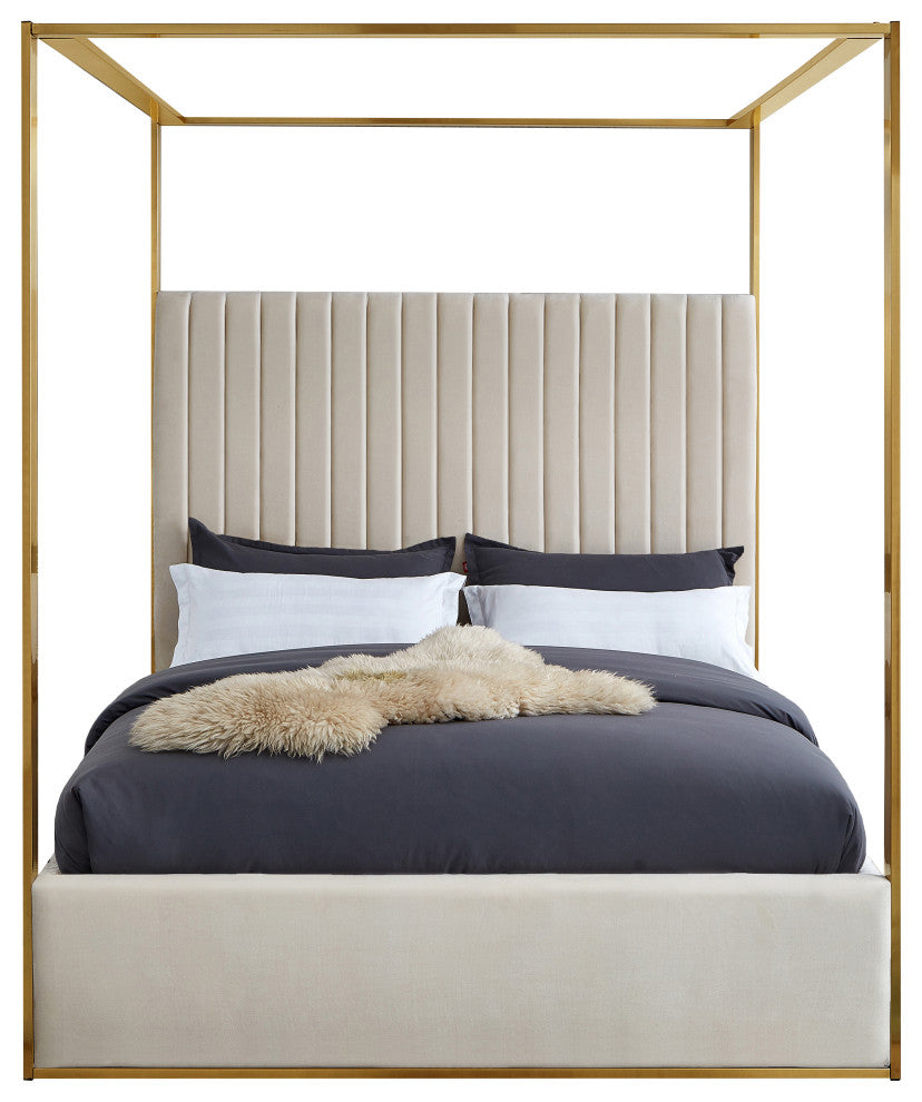 Jones Upholstered Bed, Cream, King, Velvet