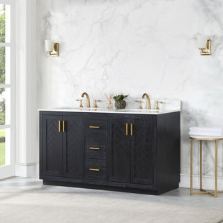 Altair Gazsi Black Oak Bathroom Vanity Set, 60", Without Mirror