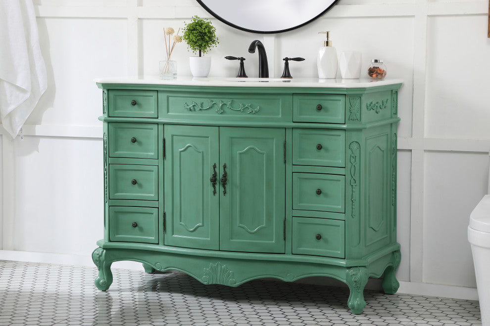 Bathroom Vanity, Vintage Mint, 48", Single Sink