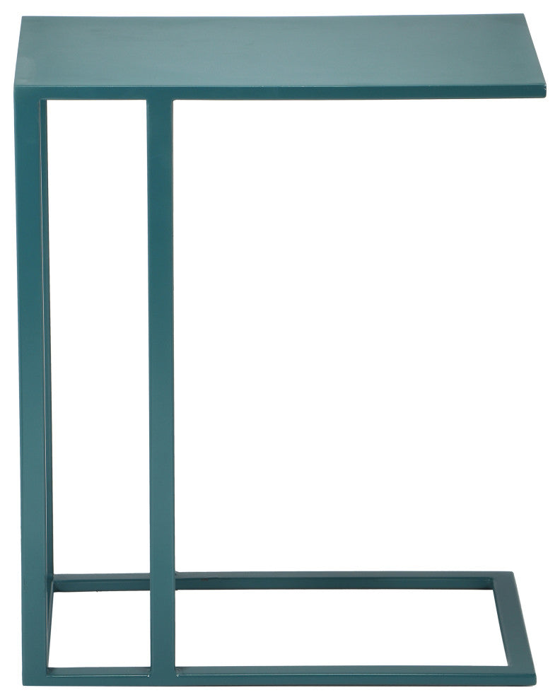 Elements, Tanu, C-Table Enamel Top End Table, Teal